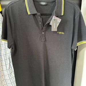 Diesel Black Polo Shirt with Yellow Accents